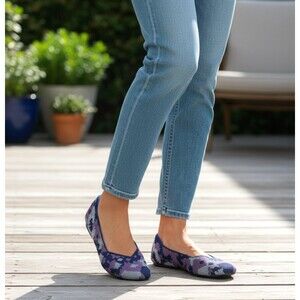 Rothy's The Flat Size 11.5 Violet Botanicamo Camo Print Knit Ballet EUC RETIRED